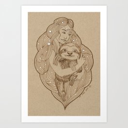 Slothy Christmas Art Print