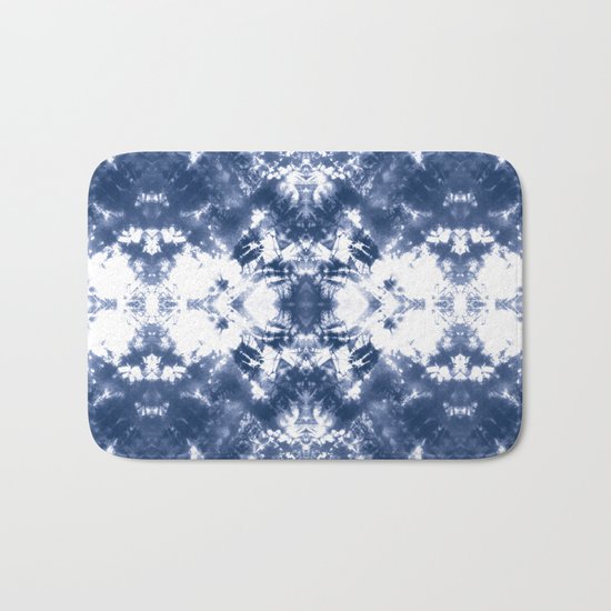 Shibori Tie Dye 4 Indigo Blue Bath Mat