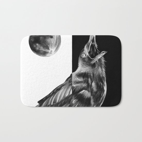 Crow and Full Moon Bath Mat