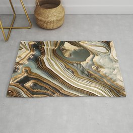 White Gold Agate Abstract Area & Throw Rug