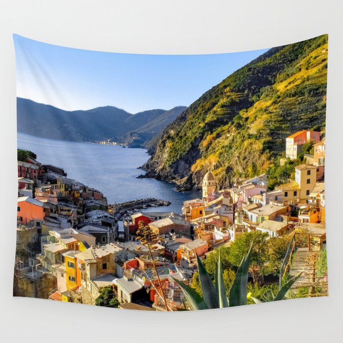 Italy Photography - Manarola In The Sunset Wall Tapestry