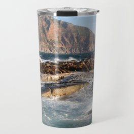 South Africa Photography - Ocean Waves Hitting The Rocks Travel Mug