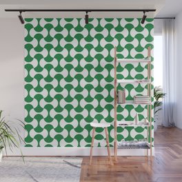 Green and white mid century mcm geometric modernism Wall Mural