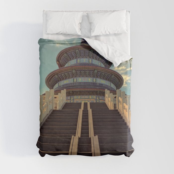 China Photography - Beautiful Temple Under The Blue Sky In Beijing Duvet Cover