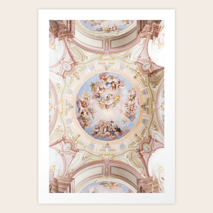 Renaissance Ceiling Painting Gods Angels Fresco Art Print by walltowall
