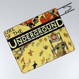 Vintage Lure of the London Underground Subway Travel Advertisement Poster Picnic Blanket