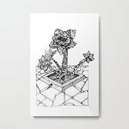Mechanical Succlent 016 Metal Print | Illustration, Plantdrawing, Handdrawnart, Succulover, Plants, Conceptart, Blackandwhite, Mechanical, Drawing, Garden 