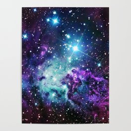 Fox Fur Nebula : Purple Teal Galaxy Poster