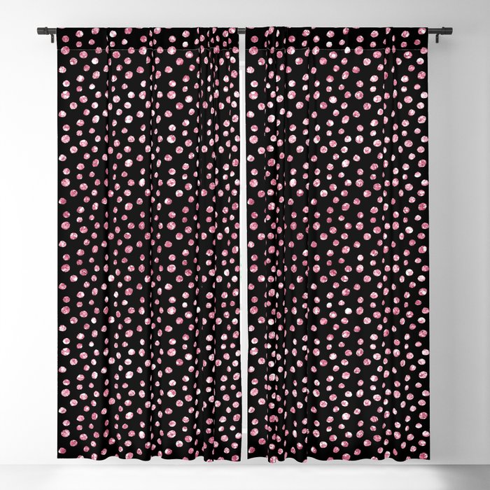 Black Pink Spots Pattern Blackout Curtain