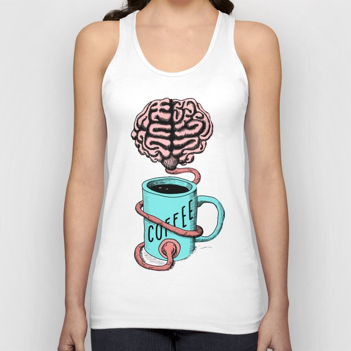 Coffee for the brain. Funny coffee illustration Tank Top