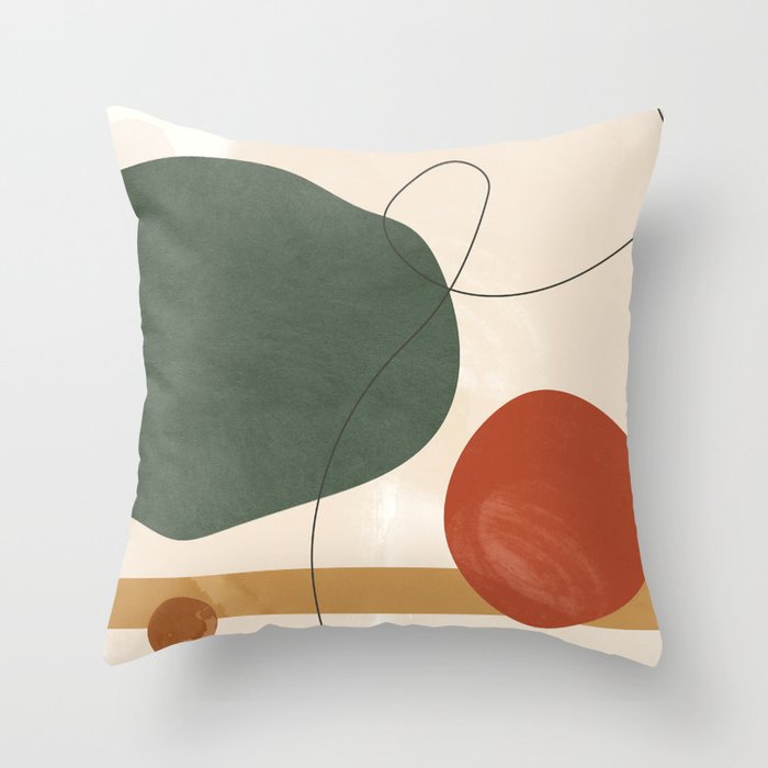 Mid Century Modern Green Throw Pillow