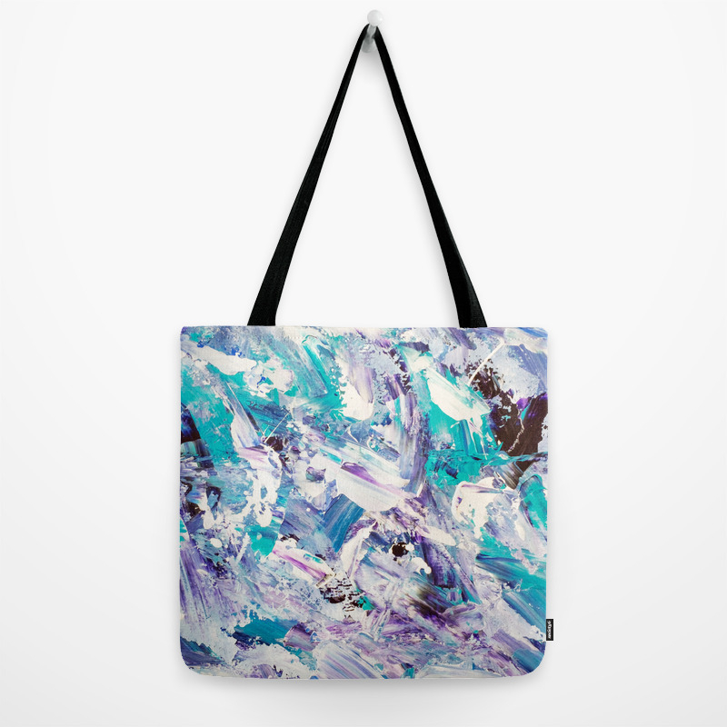 Purple Turquoise Blue Abstract Mermaid Brushstrokes Acrylic Painting Tote Bag By Girlytrend Society6