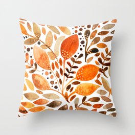 Autumn watercolor leaves Throw Pillow