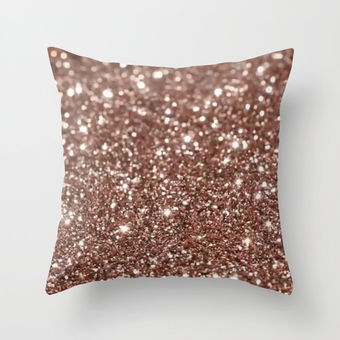 Rose Gold Glitter Throw Pillow