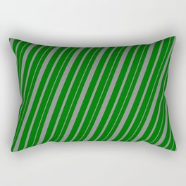 [ Thumbnail: Dark Green and Gray Colored Lined Pattern Rectangular Pillow ]