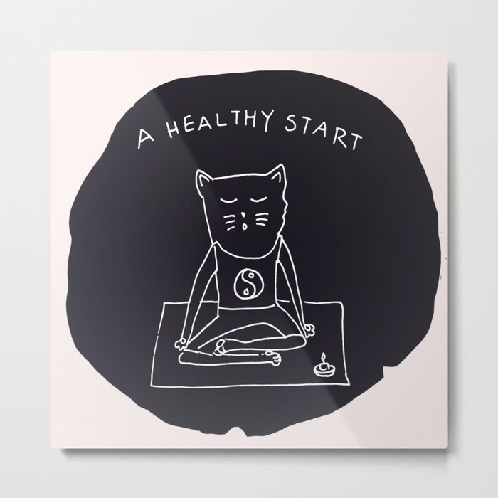 Relax Cat, A Healthy Start, Meditation Metal Print