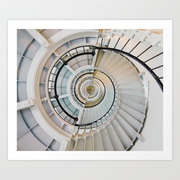 Up or Down Spiral Stair Optical Illusion Art Print by EVOKE Elegance