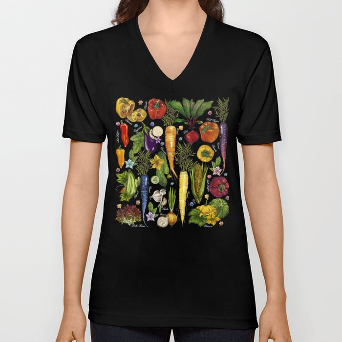 Botanical Cottage core Vegan  V Neck T Shirt