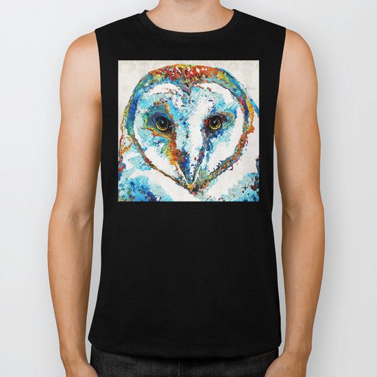 Colorful Barn Owl Art - Birds by Sharon Cummings Biker Tank