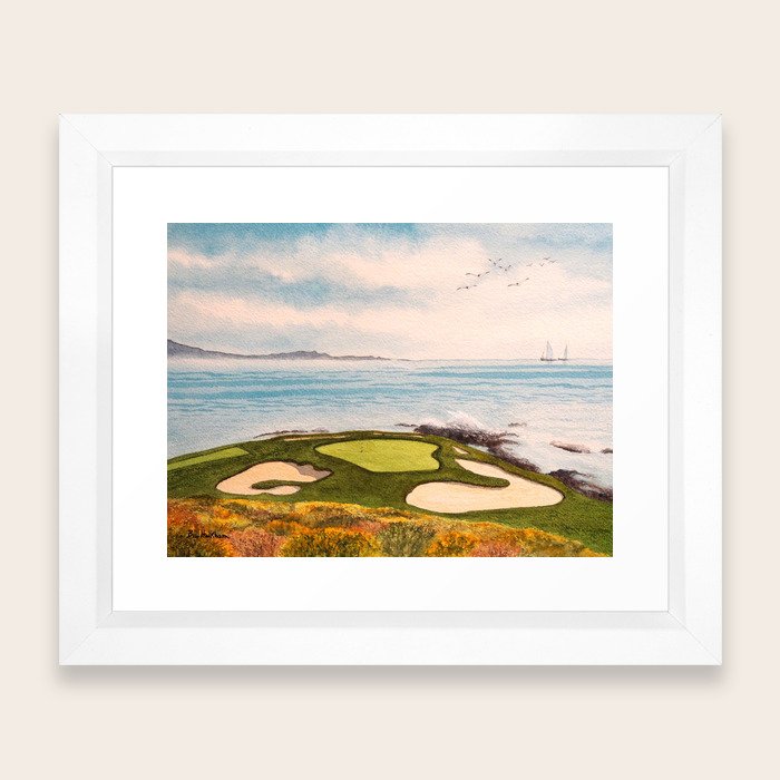Pebble Beach Golf Course Signature Hole 7 Framed Art Print by
