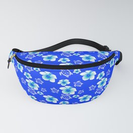 Blue Floral And Turtles Hawaiian Pattern Fanny Pack