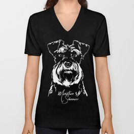 Miniature Schnauzer Dog V Neck T Shirt