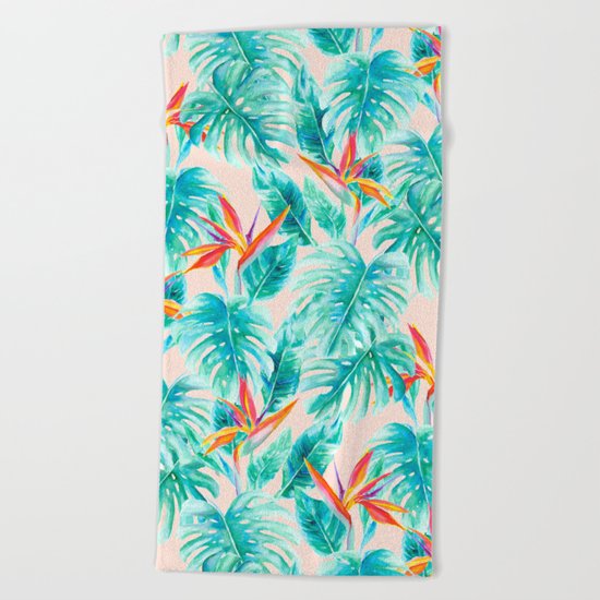 Tropical Paradise Pale Peach Beach Towel