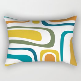 Palm Springs Midcentury Modern Abstract in Moroccan Teal, Orange, Mustard, Olive, and White Rectangular Pillow