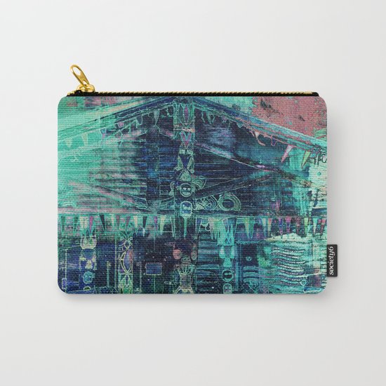 Totem Cabin Abstract - Teal Carry-All Pouch