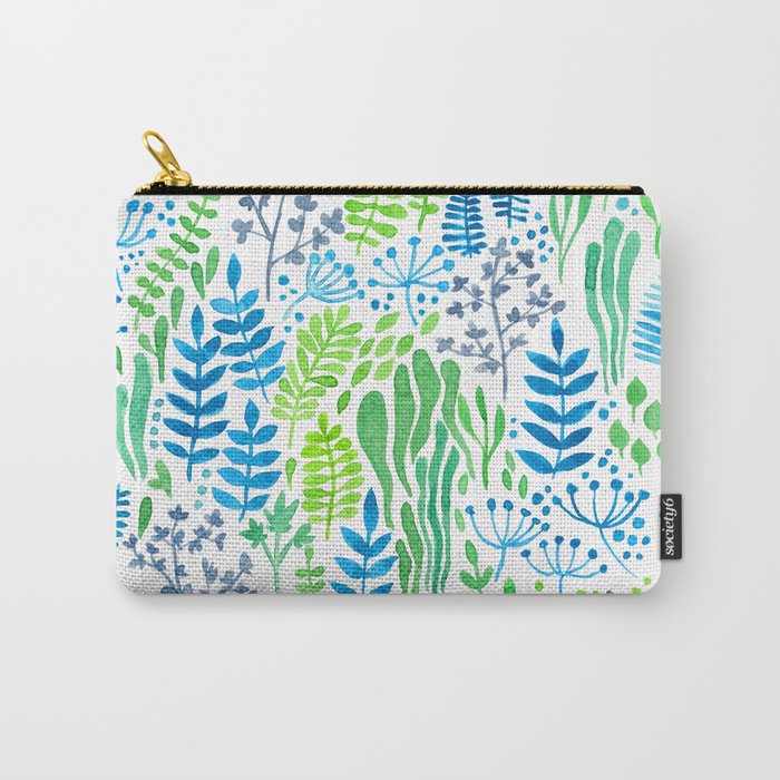 Watercolor floral doodles white Carry-All Pouch