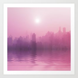 City Shape Urban Life Pink Light Art Print