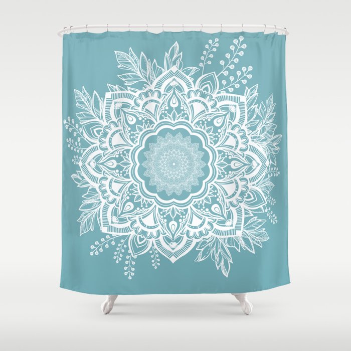 Mandala Bohemian Neptune Floral Wreath Illustration Shower Curtain