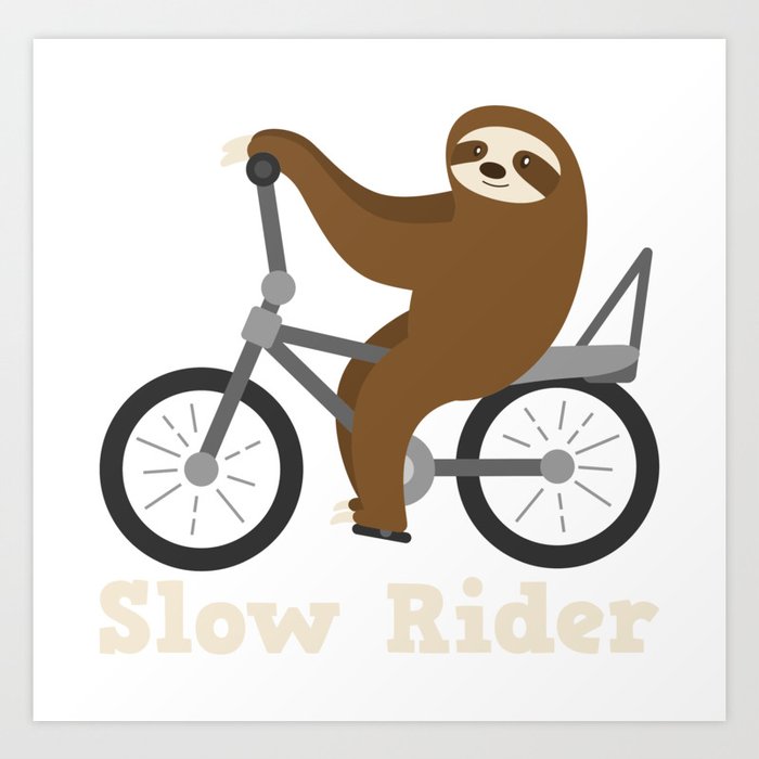 Funny Sloth Biking Slow Rider Bicycle Gift Art Print