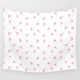 Hot Pink Doodle Palm Tree Pattern Wall Tapestry