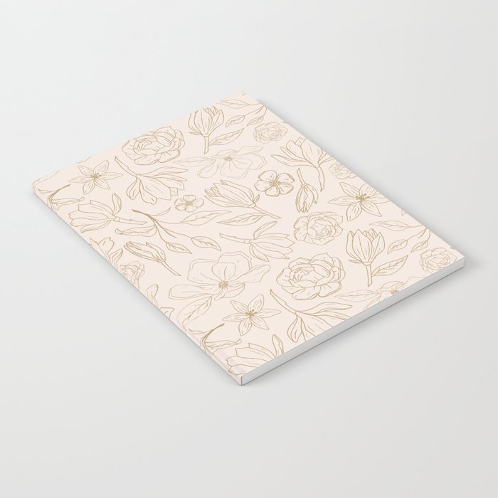 Gold Magnolia Pattern Notebook