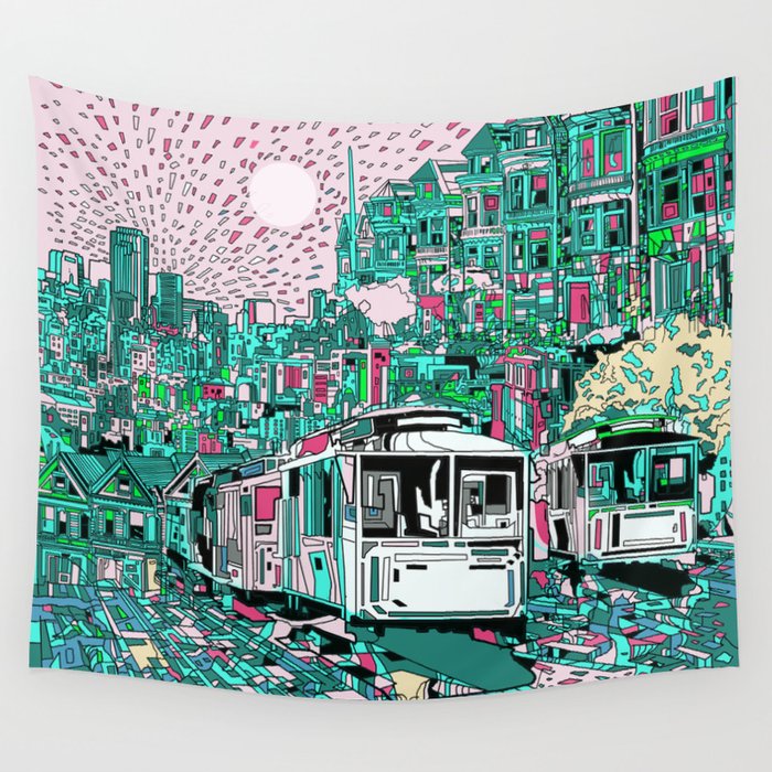 san francisco city skyline Wall Tapestry by Bekim ART  Society6