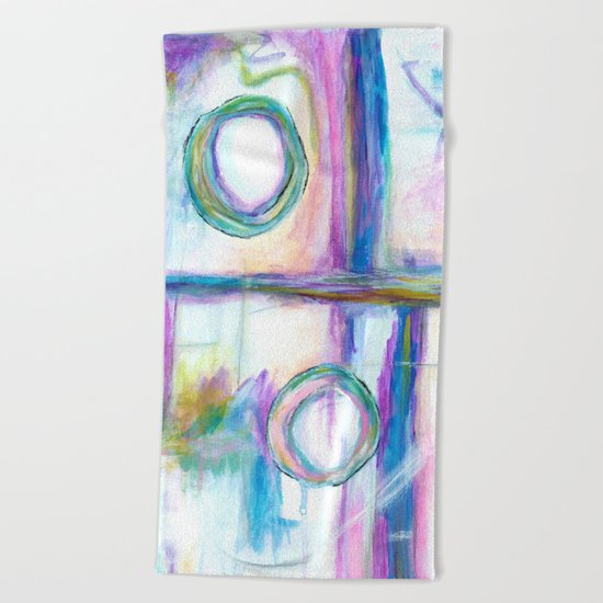 Just the Three of Us, Abstract Art Painting Beach Towel