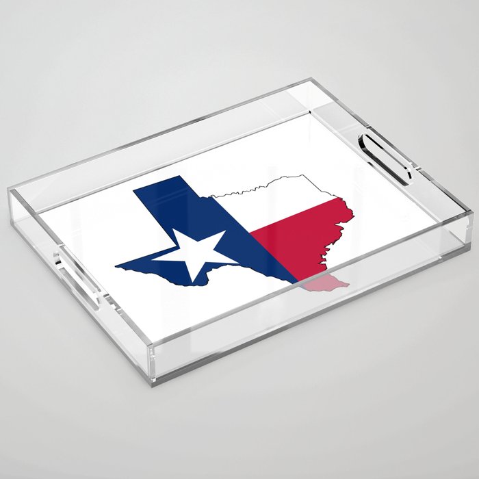 Texas Map Outline and Flag Acrylic Tray