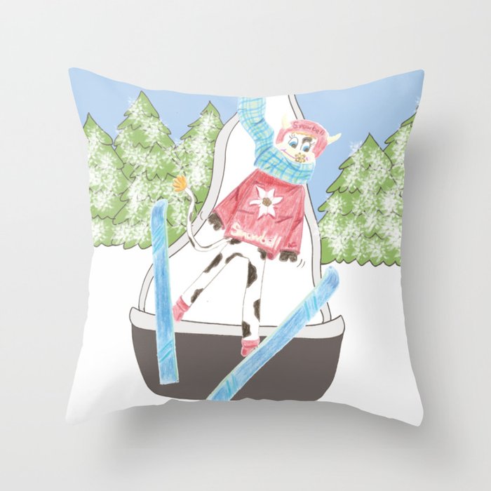 Snowbell is Ski Jumping Throw Pillow