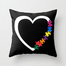 Autism Awareness Heart Colorful Puzzle Pieces Throw Pillow