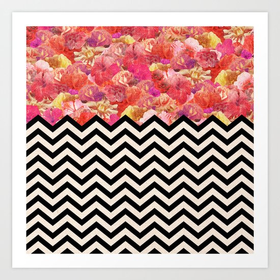 Chevron Flora Art Print