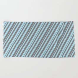 [ Thumbnail: Grey & Light Blue Colored Lines Pattern Beach Towel ]