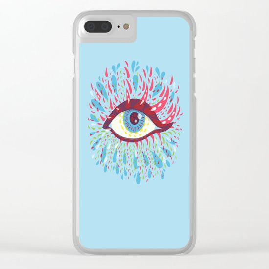 Weird Blue Psychedelic Eye Clear iPhone Case