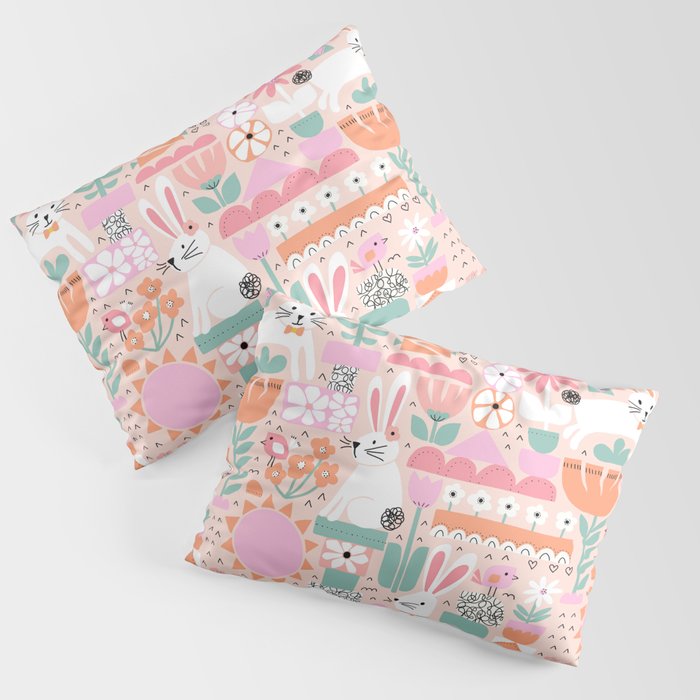 Cute Bunnies Pink Pillow Sham