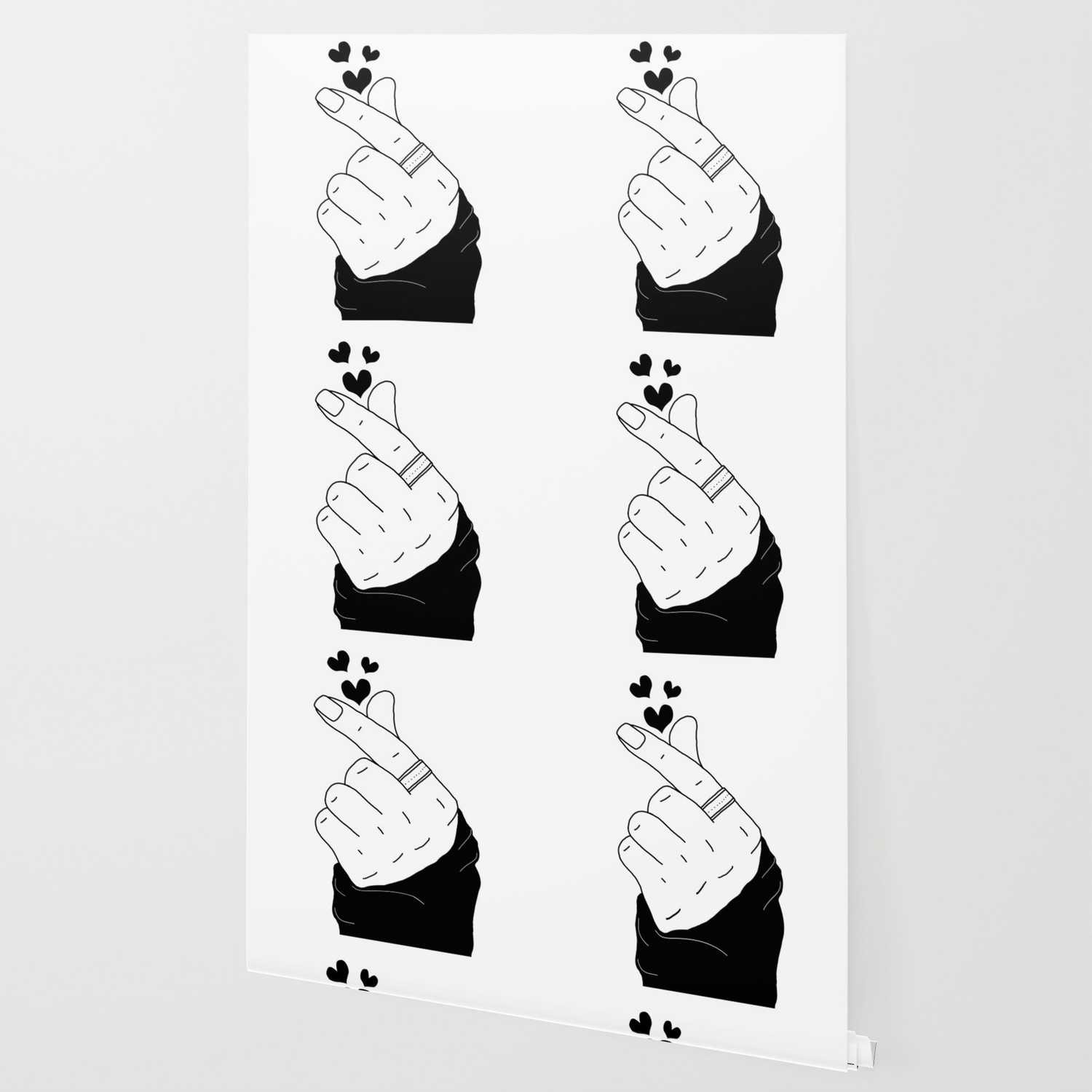 K Pop Finger Heart Hand Sign Korean Boy With Ring Black Hearts