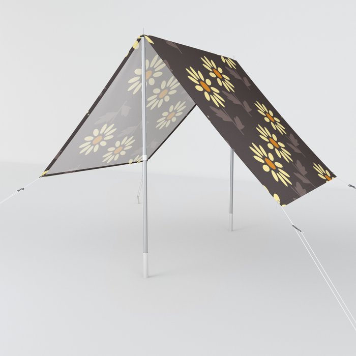 Minimal Sunflower pattern_Black Coffee Sun Shade