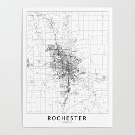 Rochester White Map Poster