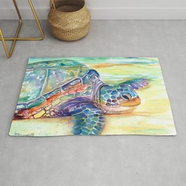 Rainbow Sea Turtle 2 Area & Throw Rug