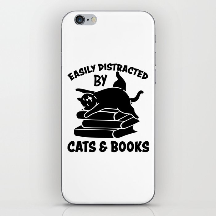 Easily Distracted By Cats & Books iPhone Skin