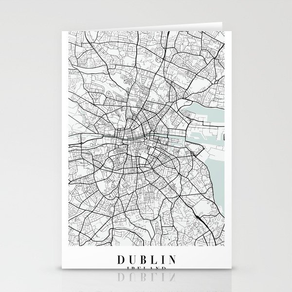 Dublin Ireland Blue Water Street Map Stationery Cards